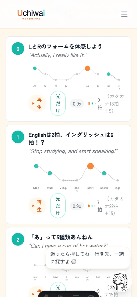 音読カラオケ——ピッチ曲線と拍数のお手本